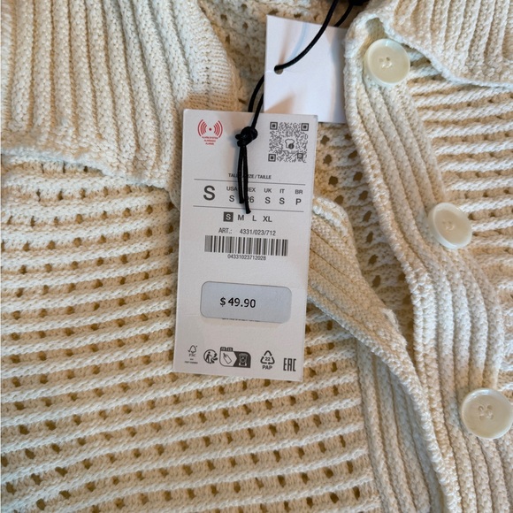 ZARA Cream Fringe Knit Two-Piece Set NWT - Picture 8 of 8